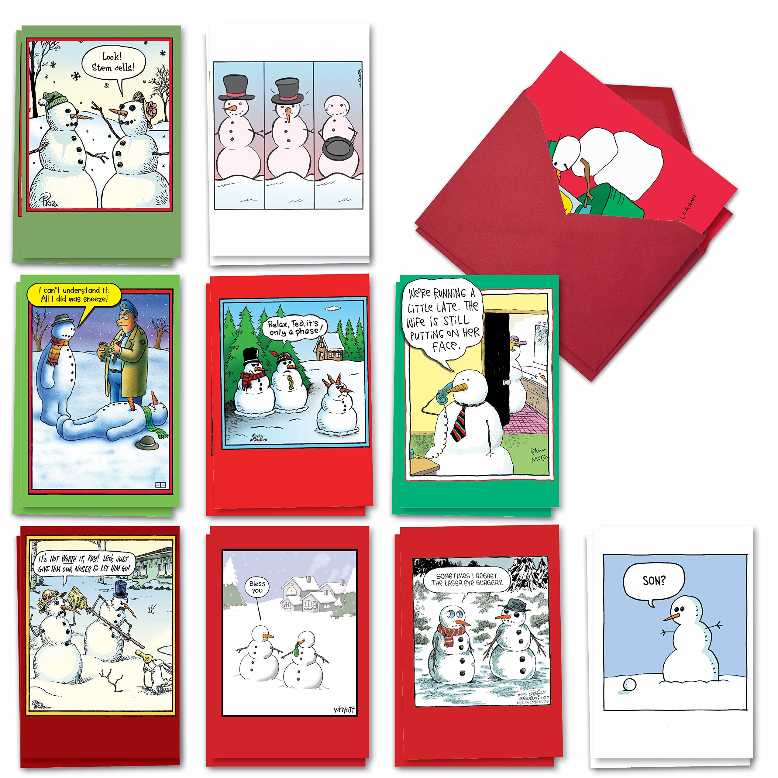 NobleWorks Variety Pack of 20 Funny Christmas Greeting Cards Box